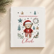 Personalizowany album na zdjęcia świąteczne dla dziecka z misiem i imieniem to wyjątkowy prezent na Boże Narodzenie.