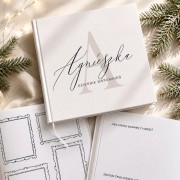 Personalizowany dziennik wspomnień z imieniem na eleganckiej okładce.