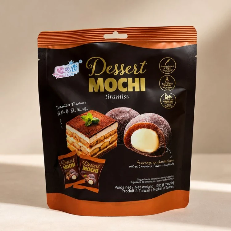 Mochi o smaku tiramisu to deser w stylu japońskim z kremowym nadzieniem.
