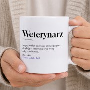 Personalizowany kubek z definicją weterynarza dla lekarza zwierząt.