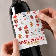 Personalizowana etykieta na alkohol ze zdjęciem twarzy na Święta.
