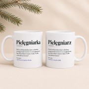 Kubek z indywidualnym imieniem i tekstem dla pracownika medycznego.