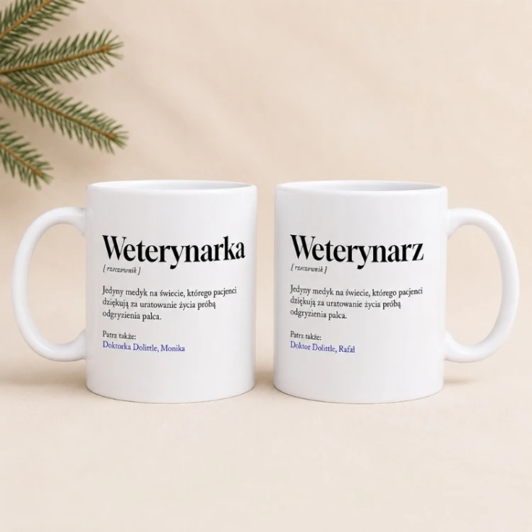 Kubek z imieniem jako prezent dla weterynarza.