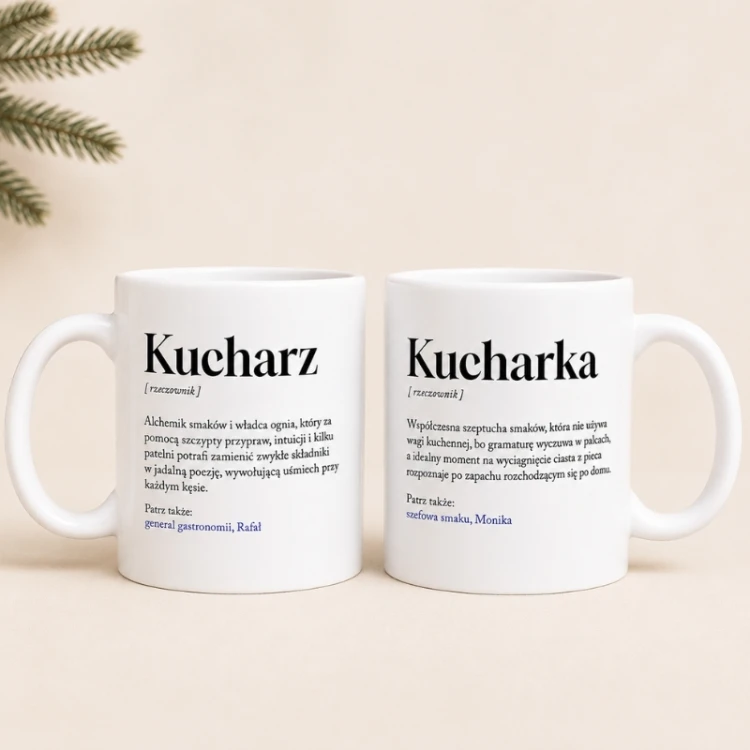 Personalizowany kubek dla kucharza z definicją zawodu i imieniem.