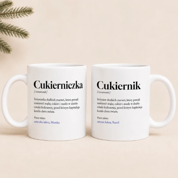 Personalizowany kubek dla cukiernika ma zabawną definicję i imię.