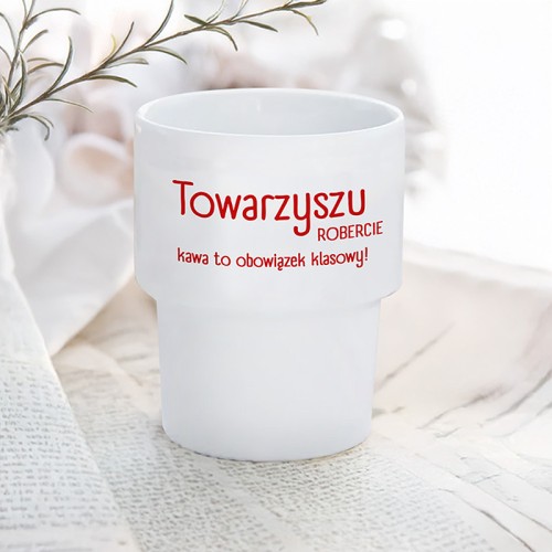 Kubek PRL z napisem Towarzyszu to zabawny prezent pod choinkę.