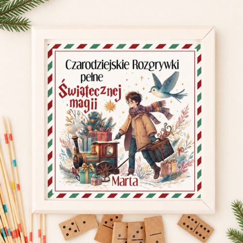 Personalizowany zestaw gier 5w1 to świąteczny prezent dla fana Harry'ego Pottera i magicznych przygód.