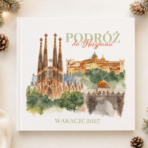 Pamiętnik podróży po Hiszpanii z personalizowanym terminem wyjazdu to prezent pod choinkę dla podróżnika.