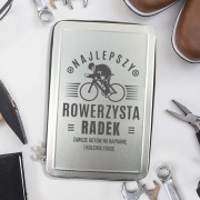 Personalizowany zestaw narzędzi dla rowerzysty zawiera szczypce, śrubokręty, bity i nasadki w poręcznym etui.