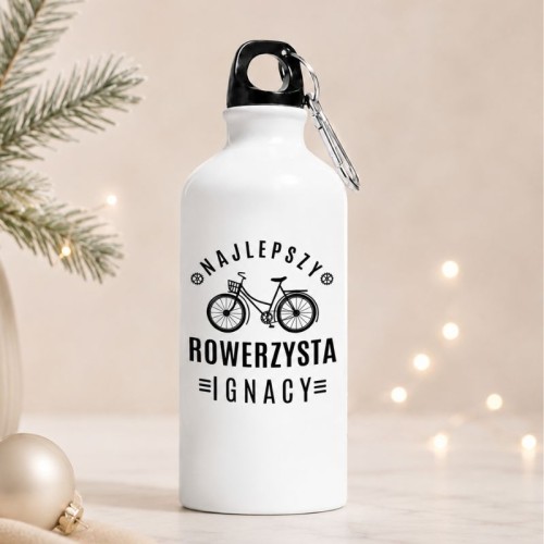 Personalizowany bidon dla rowerzysty z imieniem i grafiką roweru to praktyczny prezent na Święta.