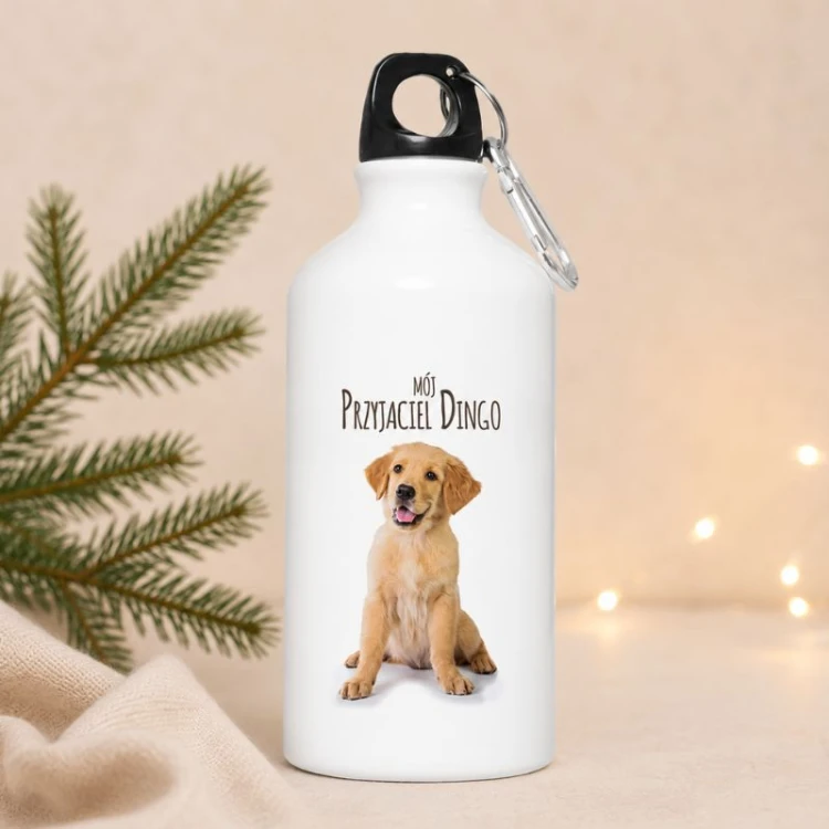 Personalizowany bidon ze zdjęciem Twojego psa i jego imieniem to praktyczny prezent dla psiarza.