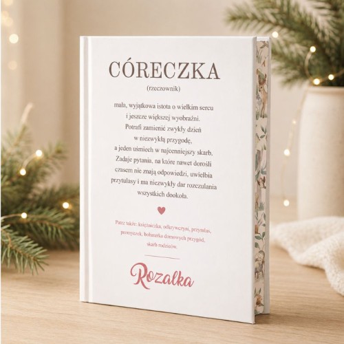 Personalizowana książka z bajkami z definicją słowa Córeczka to wyjątkowy prezent dla córki na Święta Bożego Narodzenia.