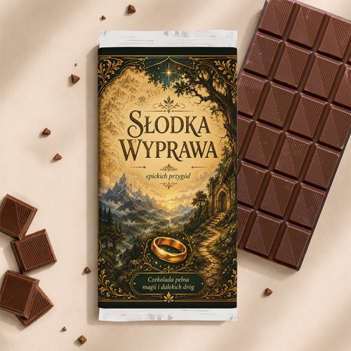 Czekolada „Słodka Wyprawa” to prezent na Święta dla fana Władcy Pierścieni i fantasy.