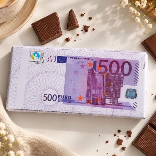 Czekolada mleczna jak banknot 500 euro to oryginalny pomysł na prezent.