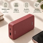 Piękny box świąteczny z burgundowym kubkiem termicznym i powerbankiem.