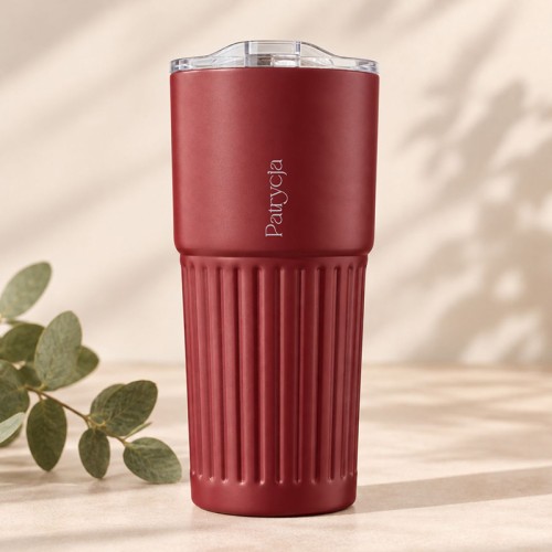 Kubek termiczny merlot z personalizacją imieniem.