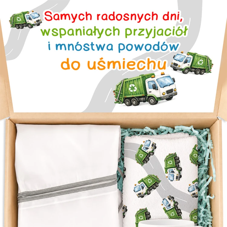 Personalizowany zestaw prezentowy dla fana śmieciarek.