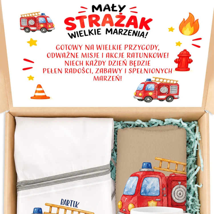 Personalizowany zestaw dla małego strażaka.