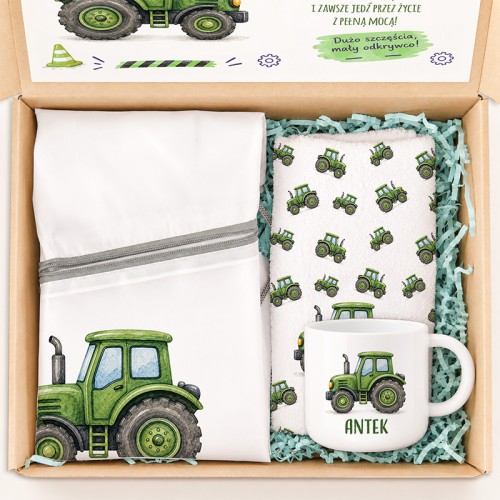 Zestaw prezentowy dla chłopca traktor.