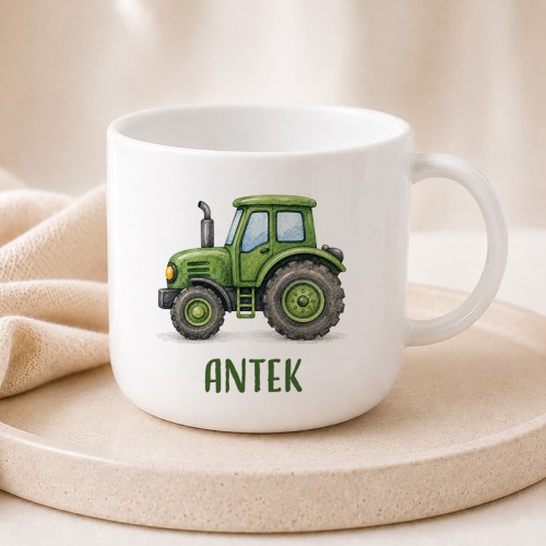 Kubek dziecięcy z traktorem i imieniem.