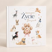 Pamiątkowa księga psa na zdjęcia i wspomnienia to personalizowany prezent świąteczny.