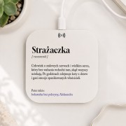 Ładowarka indukcyjna z definicją strażaczki i personalizowanym imieniem to praktyczny prezent świąteczny dla kobiety pracującej w straży pożarnej.