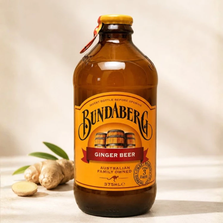 Bundaberg Ginger Beer – gazowany napój imbirowy w szklanej butelce.