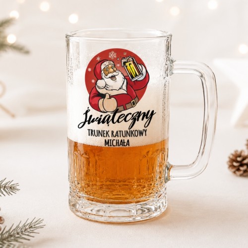 Personalizowany kufel do piwa na Boże Narodzenie z imieniem.
