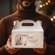 Świąteczne pudełka z rączką idealnie nadają się do pakowania ciast i prezentów.