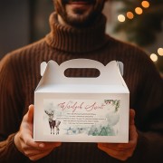 Świąteczne pudełka z rączką idealnie nadają się do pakowania ciast i prezentów.
