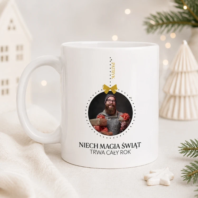 Świąteczny kubek ze zdjęciem personalizowany prezent